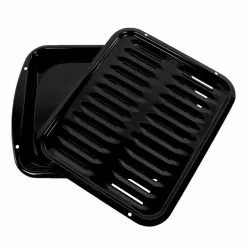 2-Piece Porcelain Heavy-Duty Broiler Pan and Grill Set by CERTIFIED APPLIANCE ACCESSORIES 15 2-Piece Porcelain Heavy-Duty Broiler Pan and Grill Set by CERTIFIED APPLIANCE ACCESSORIES -Cookware Sales Shop black certified appliance accessories broiler pans 50016 c3 1000