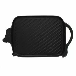 French Enameled 8.75 in. Cast Iron Grill Pan in Black by Chasseur