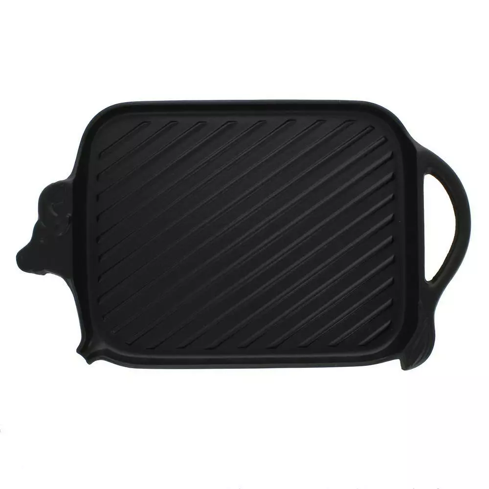 French Enameled 8.75 in. Cast Iron Grill Pan in Black by Chasseur 3 French Enameled 8.75 in. Cast Iron Grill Pan in Black by Chasseur