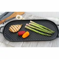French Enameled 18 in. Cast Iron Grill Pan in Black by Chasseur -Cookware Sales Shop black chasseur grill pans ci 33705ci 124 4f 1000