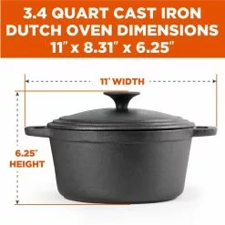 Pre-Seasoned 3.4 Qt. Cast Iron Dutch Oven by Commercial CHEF 11 Pre-Seasoned 3.4 Qt. Cast Iron Dutch Oven by Commercial CHEF -Cookware Sales Shop black commercial chef dutch ovens chci340 1f 1000