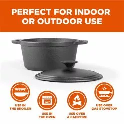 Pre-Seasoned 3.4 Qt. Cast Iron Dutch Oven by Commercial CHEF 10 Pre-Seasoned 3.4 Qt. Cast Iron Dutch Oven by Commercial CHEF -Cookware Sales Shop black commercial chef dutch ovens chci340 4f 1000