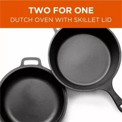 Pre-Seasoned 3 Qt. Cast Iron Dutch Oven with Skillet Lid by Commercial CHEF 10 Pre-Seasoned 3 Qt. Cast Iron Dutch Oven with Skillet Lid by Commercial CHEF -Cookware Sales Shop black commercial chef dutch ovens chfl3cc 1f 1000