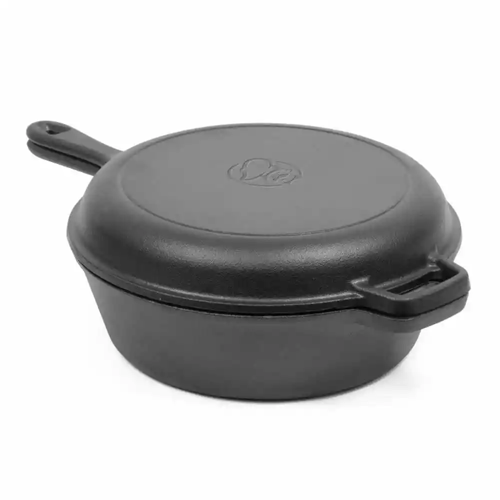 Pre-Seasoned 3 Qt. Cast Iron Dutch Oven with Skillet Lid by Commercial CHEF 3 Pre-Seasoned 3 Qt. Cast Iron Dutch Oven with Skillet Lid by Commercial CHEF