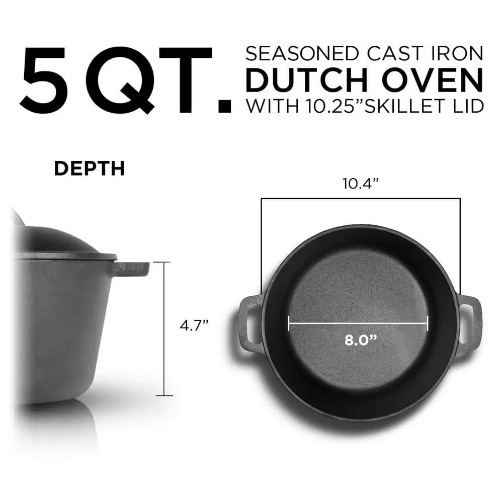 Pre-Seasoned 5 Qt. Cast Iron Dutch Oven by Commercial CHEF 4 Pre-Seasoned 5 Qt. Cast Iron Dutch Oven by Commercial CHEF - Image 2