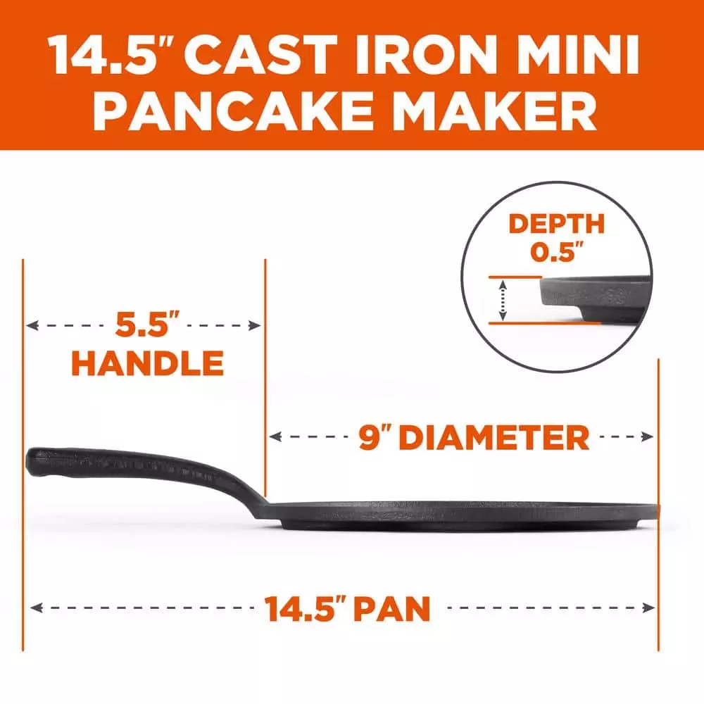 14.5 in. Pre-Seasoned Cast Iron Mini Pancake Maker by Commercial CHEF 6 14.5 in. Pre-Seasoned Cast Iron Mini Pancake Maker by Commercial CHEF - Image 4