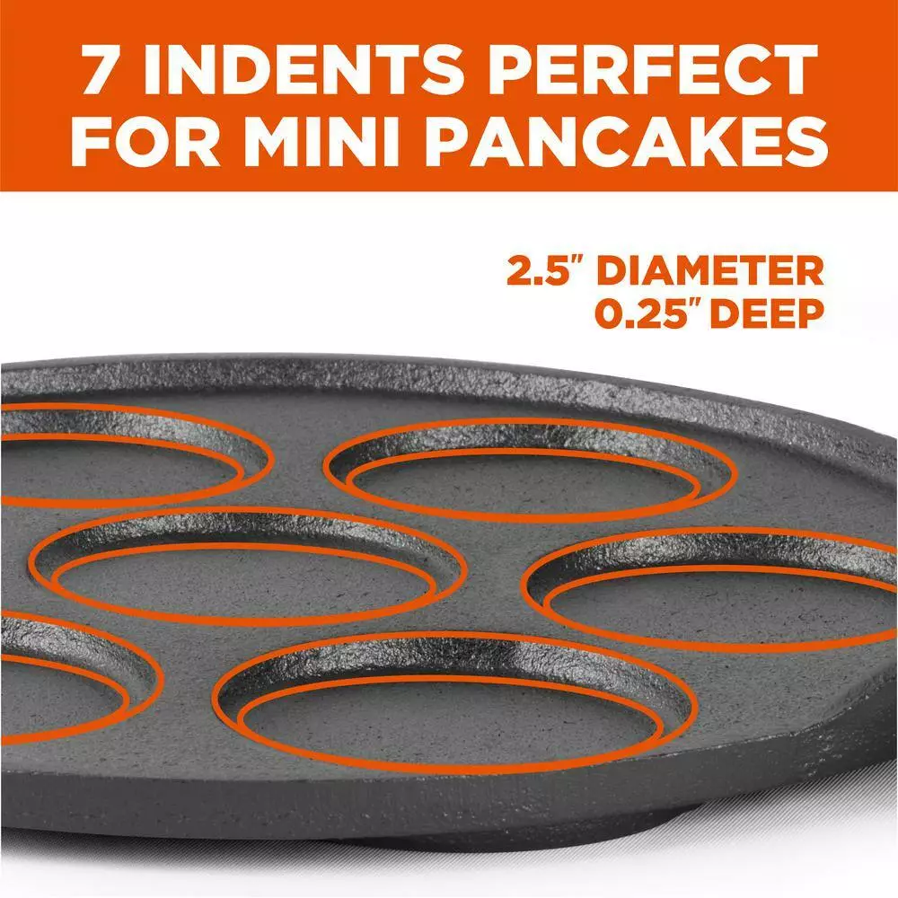 14.5 in. Pre-Seasoned Cast Iron Mini Pancake Maker by Commercial CHEF 4 14.5 in. Pre-Seasoned Cast Iron Mini Pancake Maker by Commercial CHEF - Image 2