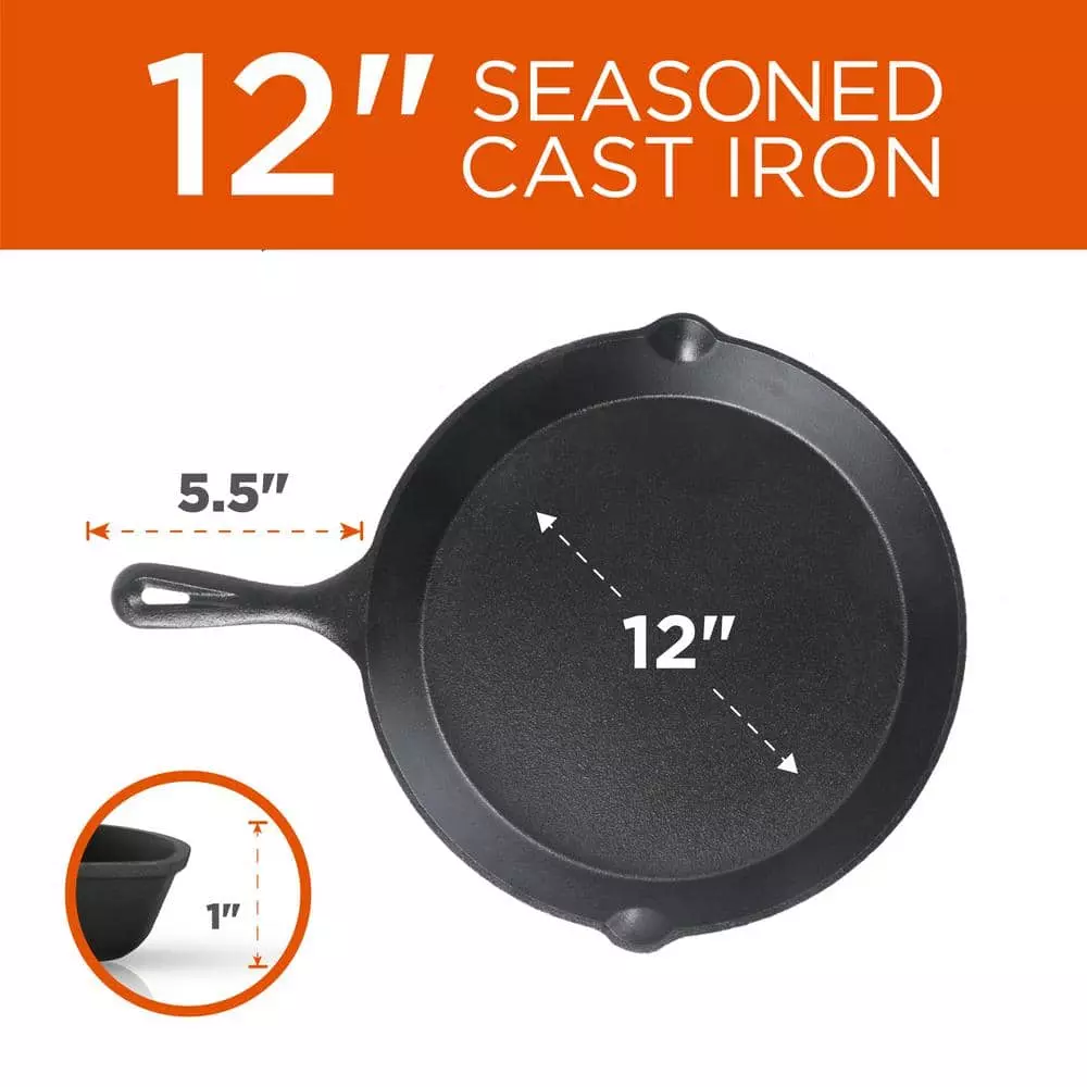 Pre-Seasoned 3-Piece Cast Iron Skillet Set by Commercial CHEF 8 Pre-Seasoned 3-Piece Cast Iron Skillet Set by Commercial CHEF - Image 6
