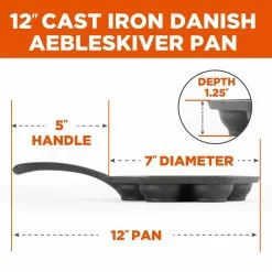 Pre-Seasoned 12 in. Dia Cast Iron Danish Pancake Frying Pan by Commercial CHEF -Cookware Sales Shop black commercial chef skillets chci4105 1f 1000