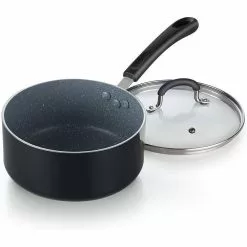 8pc aluminum Cookware Set, grey color with black & white Dots by Cook N Home -Cookware Sales Shop black cook n home pot pan sets 02698 1f 1000