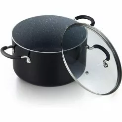 8pc aluminum Cookware Set, grey color with black & white Dots by Cook N Home -Cookware Sales Shop black cook n home pot pan sets 02698 c3 1000