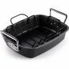 17 in. x 13 in. 12 qt. Black Aluminum Nonstick Roasting Pans with Rack by Cook N Home