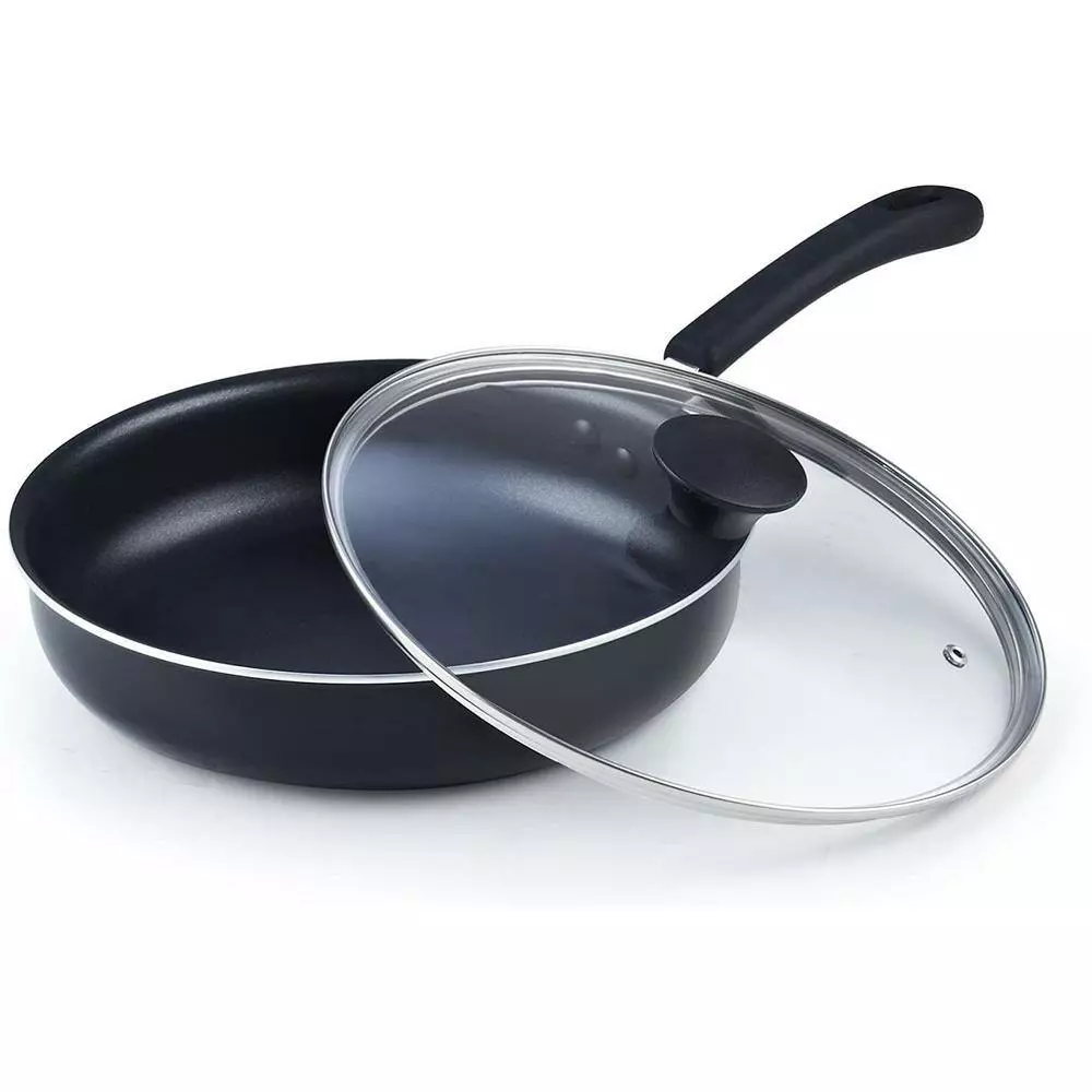 3.5 qt. Nonstick Aluminum Deep Fry Jumbo Cooker with Lid, Black 10.5-Inch Saute Pan by Cook N Home 6 3.5 qt. Nonstick Aluminum Deep Fry Jumbo Cooker with Lid, Black 10.5-Inch Saute Pan by Cook N Home - Image 4