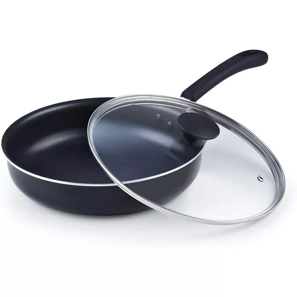 3.5 qt. Nonstick Aluminum Deep Fry Jumbo Cooker with Lid, Black 10.5-Inch Saute Pan by Cook N Home 3 3.5 qt. Nonstick Aluminum Deep Fry Jumbo Cooker with Lid, Black 10.5-Inch Saute Pan by Cook N Home