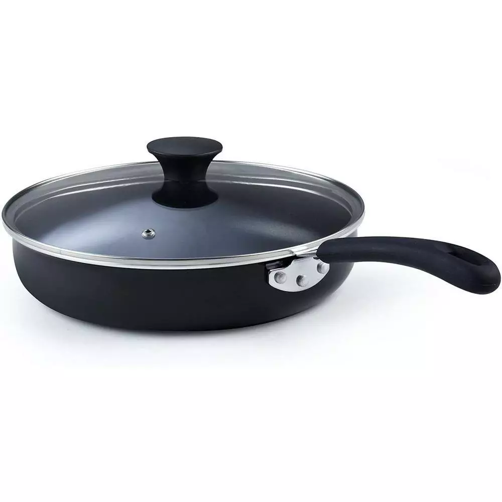 3.5 qt. Nonstick Aluminum Deep Fry Jumbo Cooker with Lid, Black 10.5-Inch Saute Pan by Cook N Home 4 3.5 qt. Nonstick Aluminum Deep Fry Jumbo Cooker with Lid, Black 10.5-Inch Saute Pan by Cook N Home - Image 2