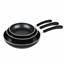 3-Piece Aluminum Nonstick Frying Pan Set in Black by Cook N Home