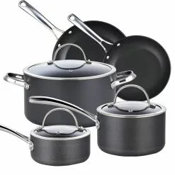 8- Piece Hard-Anodized Aluminum Nonstick Cookware Set in Black by Cooks Standard