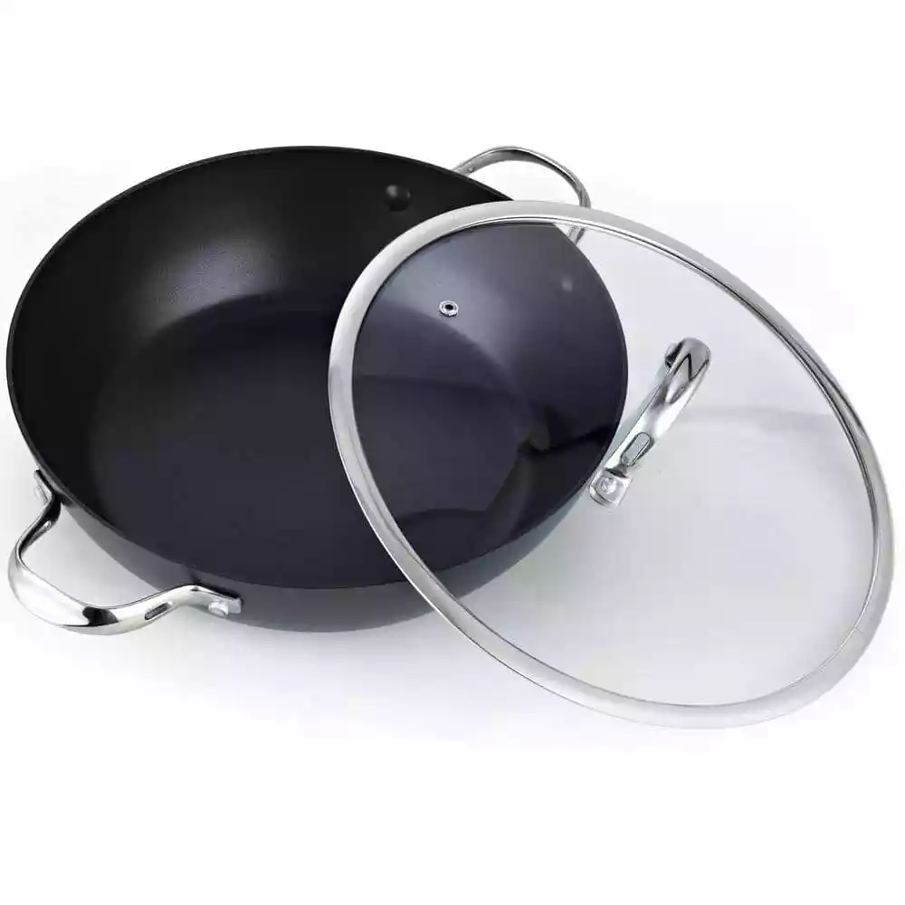 5 qt. Hard-Anodized Aluminum Nonstick Saute Pan in Black with Glass Lid by Cooks Standard 6 5 qt. Hard-Anodized Aluminum Nonstick Saute Pan in Black with Glass Lid by Cooks Standard - Image 4