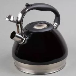 Triumph 14-Cup Black Stainless Steel Stovetop Tea Kettle with Whistle by Creative Home -Cookware Sales Shop black creative home tea kettles 77057 1f 1000
