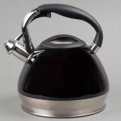 Triumph 14-Cup Black Stainless Steel Stovetop Tea Kettle with Whistle by Creative Home -Cookware Sales Shop black creative home tea kettles 77057 c3 1000