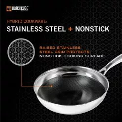 9.5 in. Hybrid Quick Release Chef's Pan in Stainless Steel by Black Cube 14 9.5 in. Hybrid Quick Release Chef's Pan in Stainless Steel by Black Cube -Cookware Sales Shop black cube woks stir fry pans bc224 1f 1000