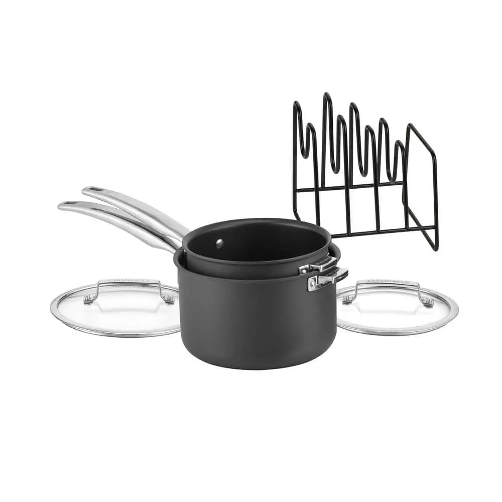 SmartNest 5-Piece Hard Anodized Saucepan Set by Cuisinart 3 SmartNest 5-Piece Hard Anodized Saucepan Set by Cuisinart