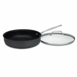 Chef's Classic 12 in. Hard-Anodized Aluminum Nonstick Skillet in Black with Glass Lid by Cuisinart