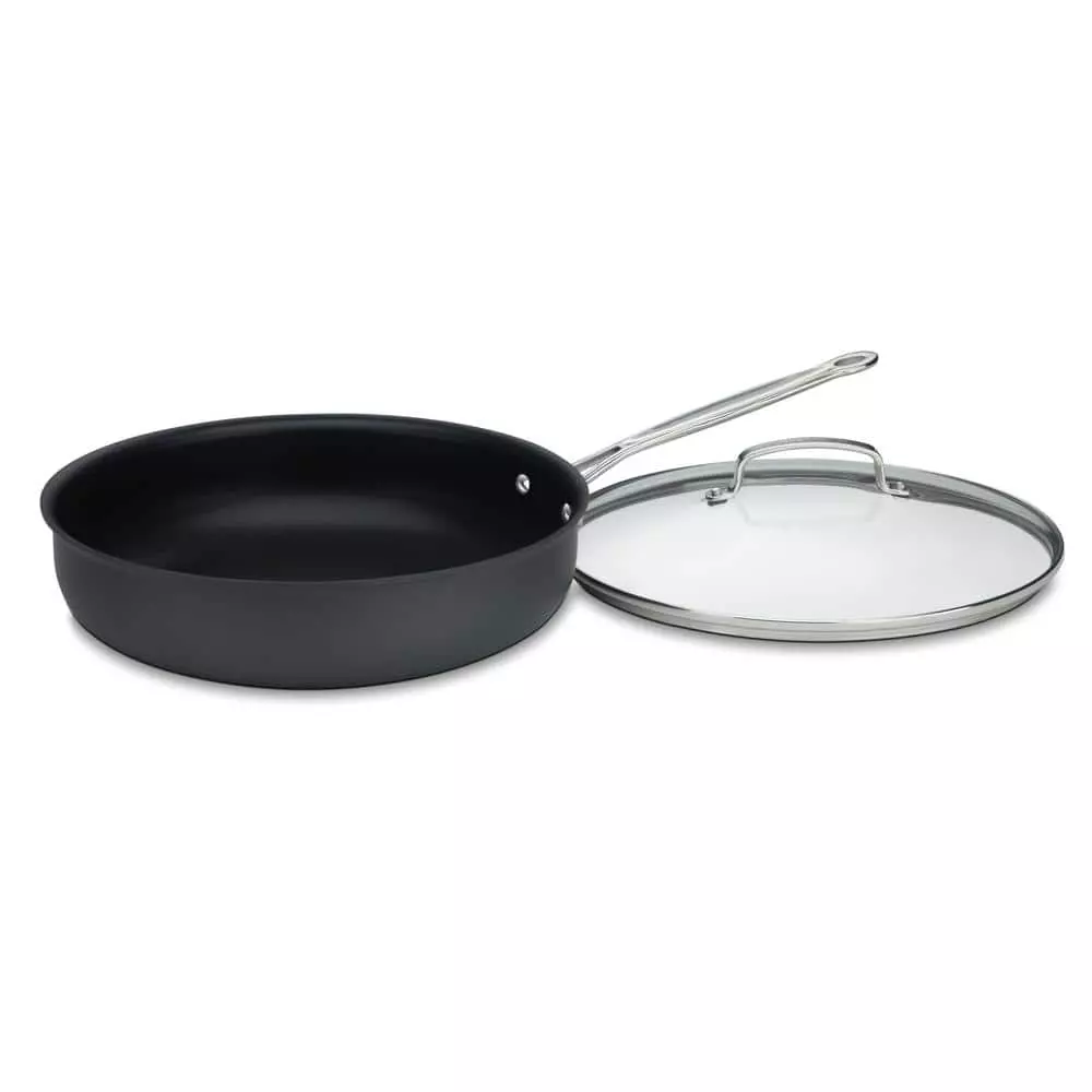 Chef's Classic 12 in. Hard-Anodized Aluminum Nonstick Skillet in Black with Glass Lid by Cuisinart 3 Chef's Classic 12 in. Hard-Anodized Aluminum Nonstick Skillet in Black with Glass Lid by Cuisinart