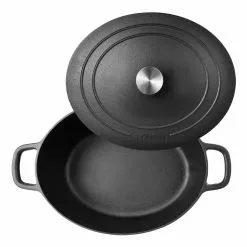 BBQ 7 qt. Oval Cast Iron Covered Dutch Oven by MasterPRO 11 BBQ 7 qt. Oval Cast Iron Covered Dutch Oven by MasterPRO -Cookware Sales Shop black dutch ovens mpus16310blk 4f 1000