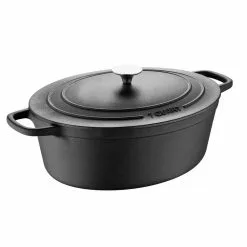 BBQ 7 qt. Oval Cast Iron Covered Dutch Oven by MasterPRO