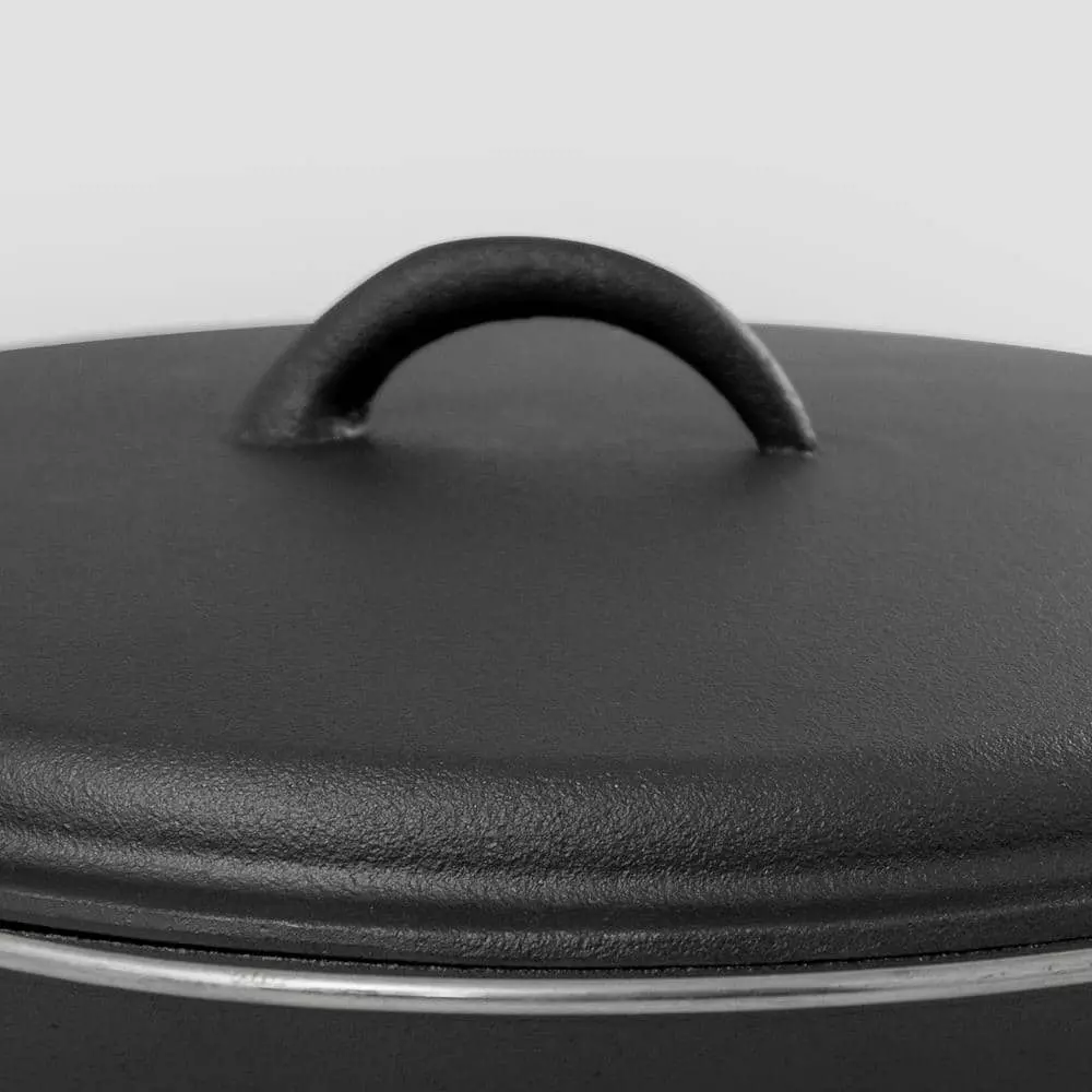 6 qt. Round Cast Iron Dutch Oven in Black with Lid by ExcelSteel 6 6 qt. Round Cast Iron Dutch Oven in Black with Lid by ExcelSteel - Image 4