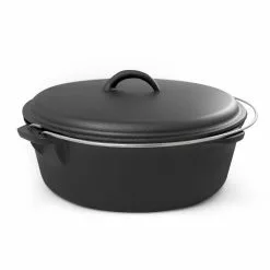 6 qt. Round Cast Iron Dutch Oven in Black with Lid by ExcelSteel