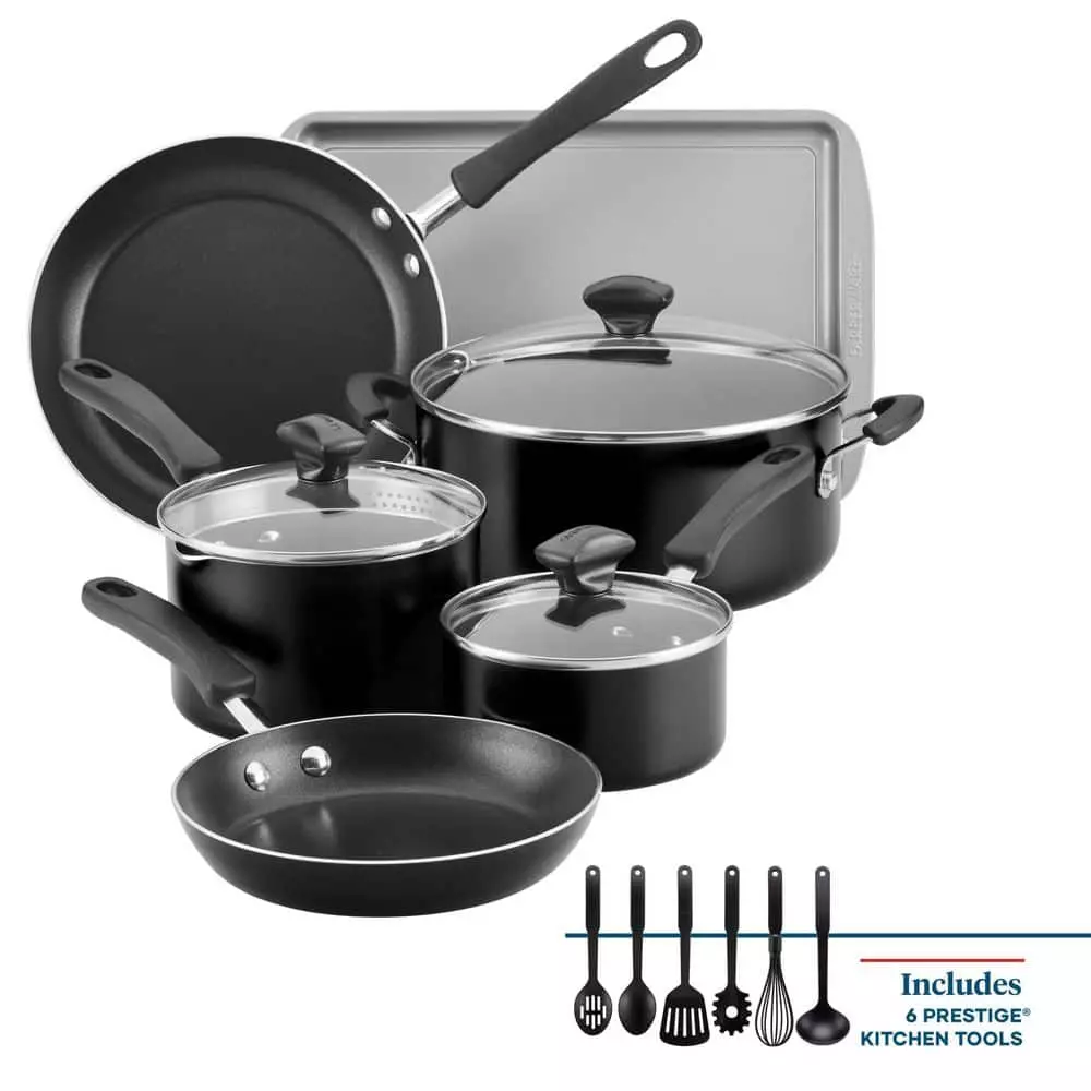 Cookstart 15-Piece Aluminum Nonstick Cookware Set in Black by Farberware 3 Cookstart 15-Piece Aluminum Nonstick Cookware Set in Black by Farberware