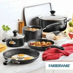 Cookstart 15-Piece Aluminum Nonstick Cookware Set in Black by Farberware 14 Cookstart 15-Piece Aluminum Nonstick Cookware Set in Black by Farberware -Cookware Sales Shop black farberware pot pan sets 22309 fa 1000