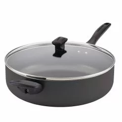 Dishwasher Safe 12 in. Aluminum Nonstick Skillet in Black with Glass Lid by Farberware