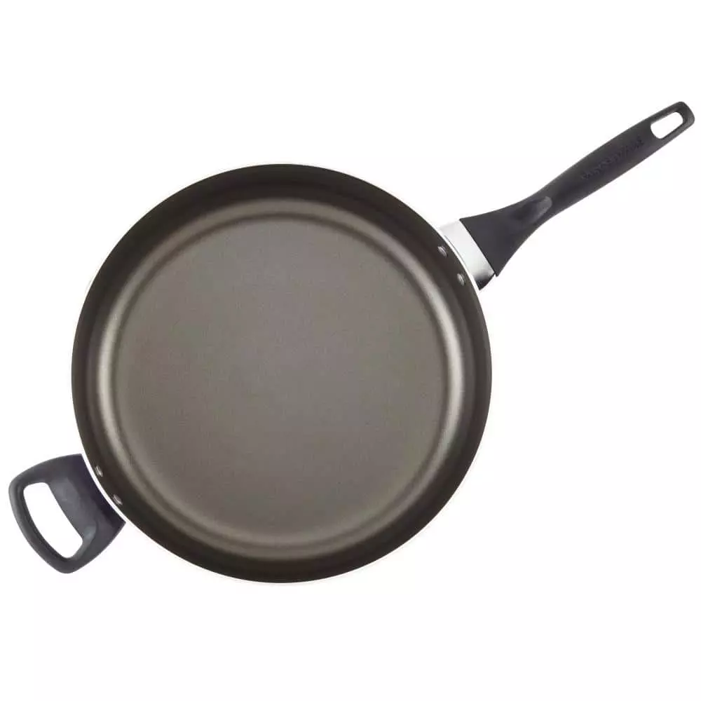 Dishwasher Safe 12 in. Aluminum Nonstick Skillet in Black with Glass Lid by Farberware 4 Dishwasher Safe 12 in. Aluminum Nonstick Skillet in Black with Glass Lid by Farberware - Image 2