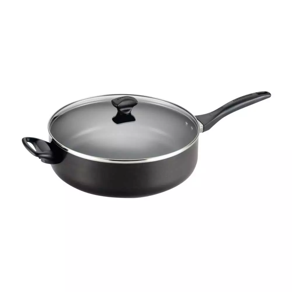 Dishwasher Safe 12 in. Aluminum Nonstick Skillet in Black with Glass Lid by Farberware 7 Dishwasher Safe 12 in. Aluminum Nonstick Skillet in Black with Glass Lid by Farberware - Image 5