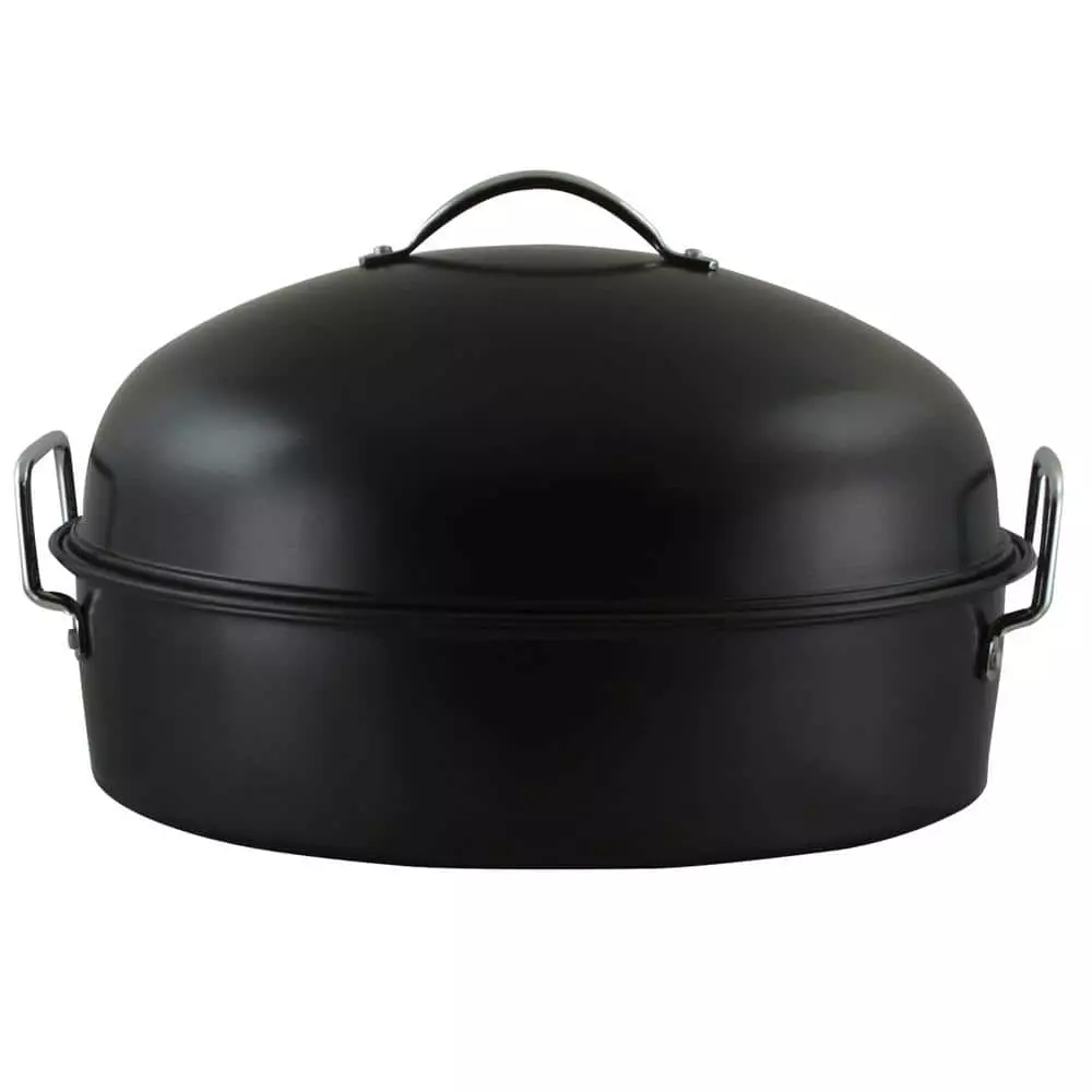 Kenmar 16 in. Carbon Steel Roaster Pan with High Dome Lide by Gibson Home 5 Kenmar 16 in. Carbon Steel Roaster Pan with High Dome Lide by Gibson Home - Image 3