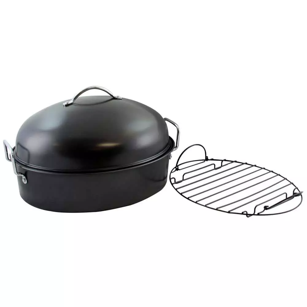 Kenmar 16 in. Carbon Steel Roaster Pan with High Dome Lide by Gibson Home 3 Kenmar 16 in. Carbon Steel Roaster Pan with High Dome Lide by Gibson Home