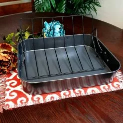 Top Roast Roaster with Metal Rack by Gibson Home 7 Top Roast Roaster with Metal Rack by Gibson Home -Cookware Sales Shop black gibson home roasting pans 985110183m 4f 1000