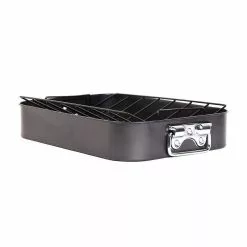 Top Roast 10 qt. Black Carbon Steel Roasting Pan with Rack by GIBSON HOME -Cookware Sales Shop black gibson home roasting pans 986101013m 4f 1000