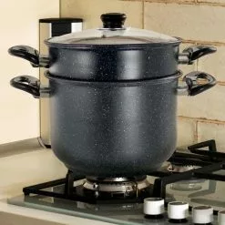 Leighton 3-Piece 8.5 Qt. Steel Nonstick Pasta Pot with Steamer in Black by GIBSON HOME 11 Leighton 3-Piece 8.5 Qt. Steel Nonstick Pasta Pot with Steamer in Black by GIBSON HOME -Cookware Sales Shop black gibson home stock pots 985114012m 31 1000