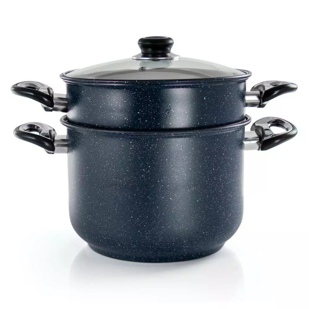 Leighton 3-Piece 8.5 Qt. Steel Nonstick Pasta Pot with Steamer in Black by GIBSON HOME 6 Leighton 3-Piece 8.5 Qt. Steel Nonstick Pasta Pot with Steamer in Black by GIBSON HOME - Image 4