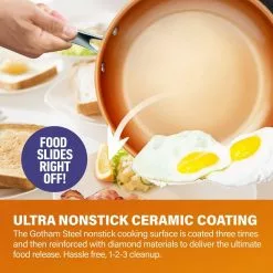 Professional 3-Piece Aluminum Ti-Ceramic Nonstick Coating Frying Pan Set in Black (8 in., 10 in., and 12 in.) by Gotham Steel -Cookware Sales Shop black gotham steel skillets 7729 44 1000