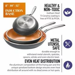 Professional 3-Piece Aluminum Ti-Ceramic Nonstick Coating Frying Pan Set in Black (8 in., 10 in., and 12 in.) by Gotham Steel -Cookware Sales Shop black gotham steel skillets 7729 fa 1000