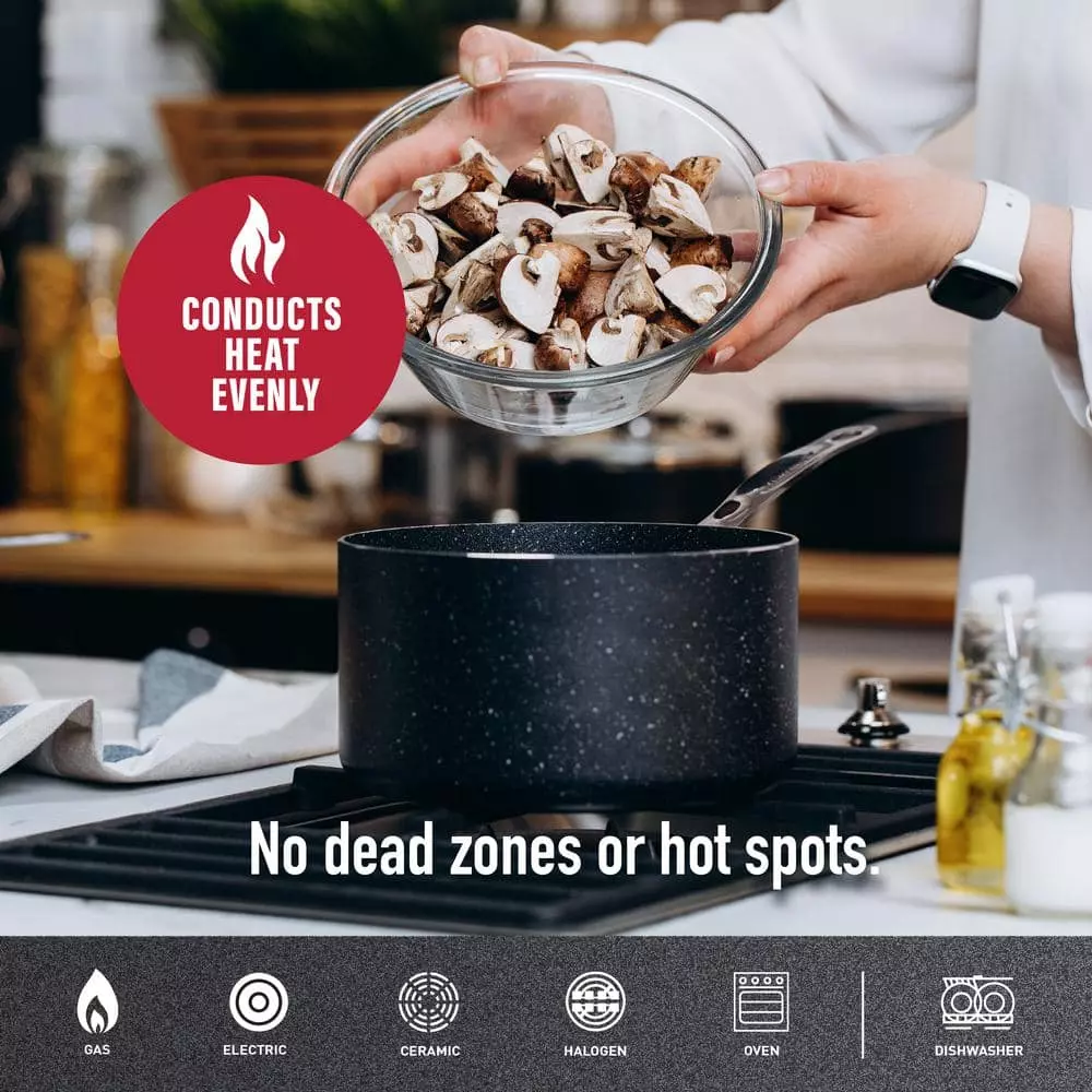 12-Piece Aluminum Ultra Durable Diamond Infused Nonstick Cookware Set with Glass Lids by GRANITESTONE 8 12-Piece Aluminum Ultra Durable Diamond Infused Nonstick Cookware Set with Glass Lids by GRANITESTONE - Image 6