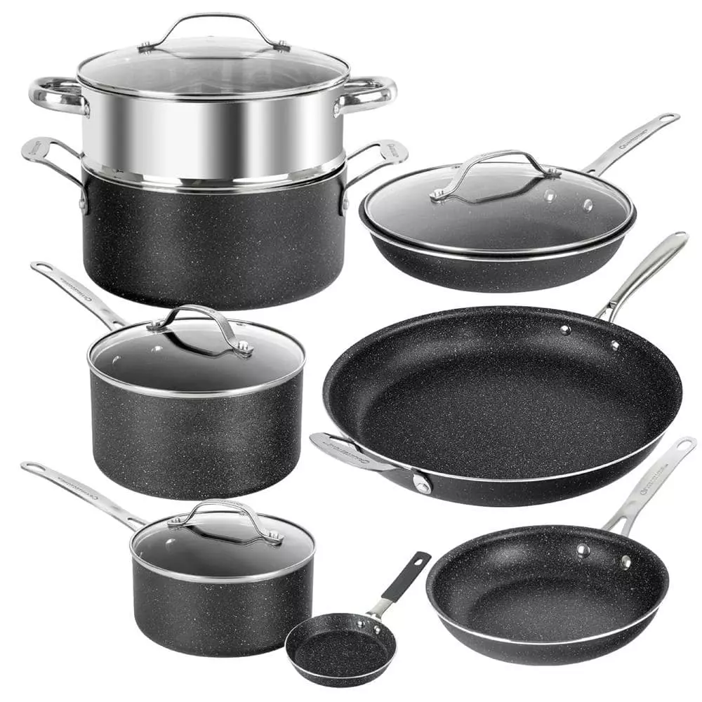 12-Piece Aluminum Ultra Durable Diamond Infused Nonstick Cookware Set with Glass Lids by GRANITESTONE 3 12-Piece Aluminum Ultra Durable Diamond Infused Nonstick Cookware Set with Glass Lids by GRANITESTONE