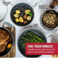 12-Piece Aluminum Ultra Durable Diamond Infused Nonstick Cookware Set with Glass Lids by GRANITESTONE 17 12-Piece Aluminum Ultra Durable Diamond Infused Nonstick Cookware Set with Glass Lids by GRANITESTONE -Cookware Sales Shop black granitestone pot pan sets 9581 fa 1000