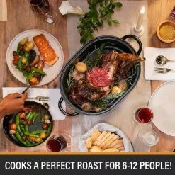 6.8 qt. Aluminum Nonstick Diamond Infused Coating Covered Oval Roasting Pan with Lid by GRANITESTONE -Cookware Sales Shop black granitestone roasting pans 7510 fa 1000