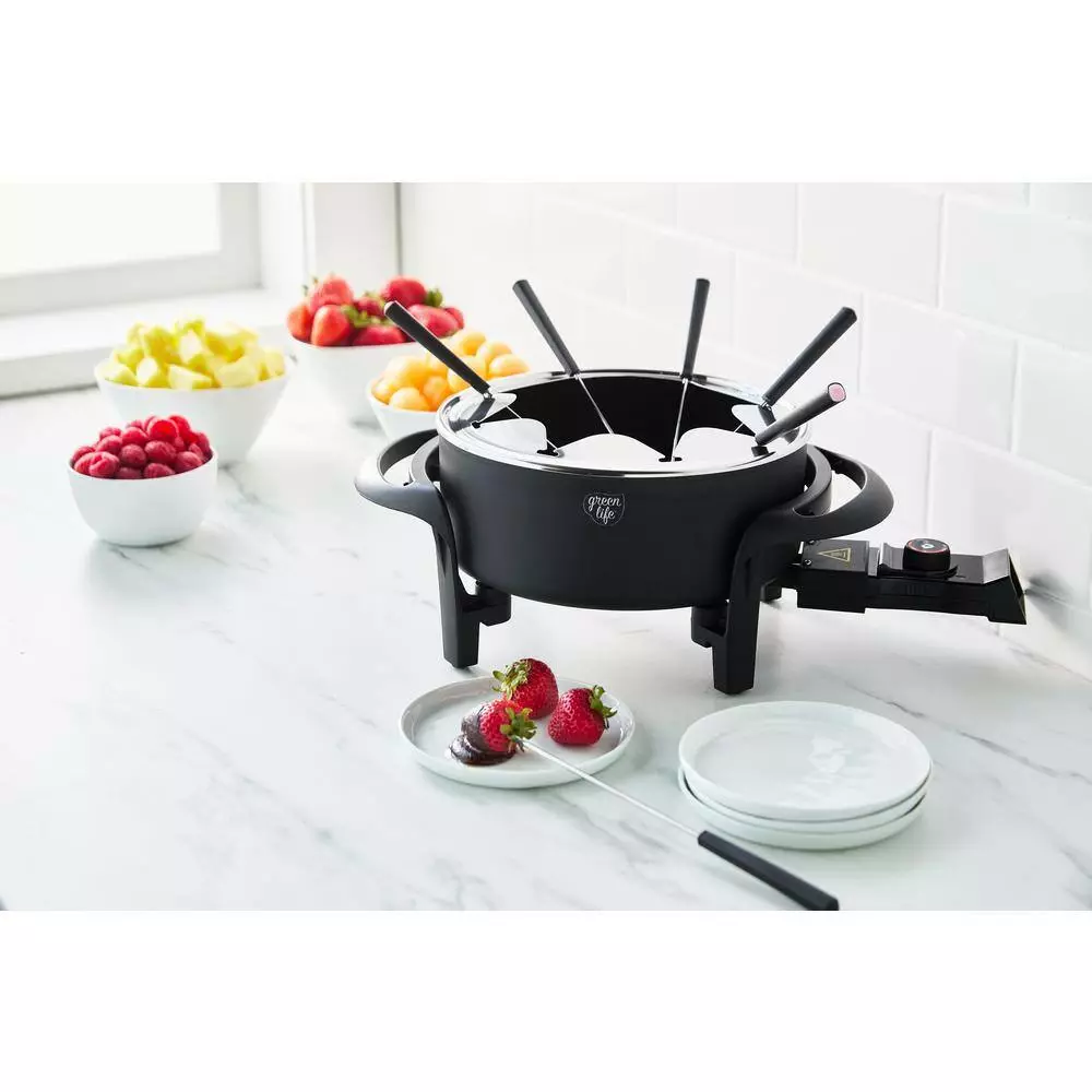 3 qt. Black Ceramic Non-Stick Multi-Use Fondue Pot Set with 8-Fondue Forks by GreenLife 8 3 qt. Black Ceramic Non-Stick Multi-Use Fondue Pot Set with 8-Fondue Forks by GreenLife - Image 6